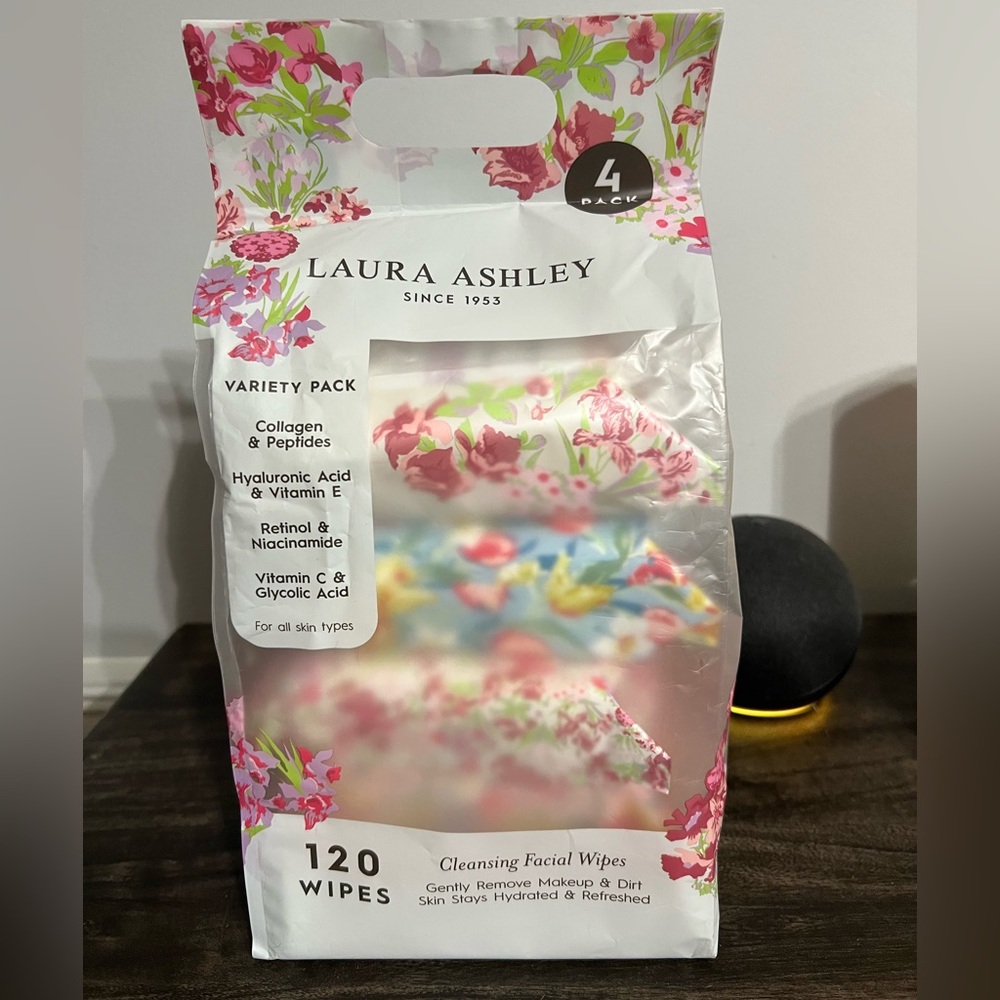 Laura Ashley Variety 4 Pack Cleansing Wipes - Floral Design NEW